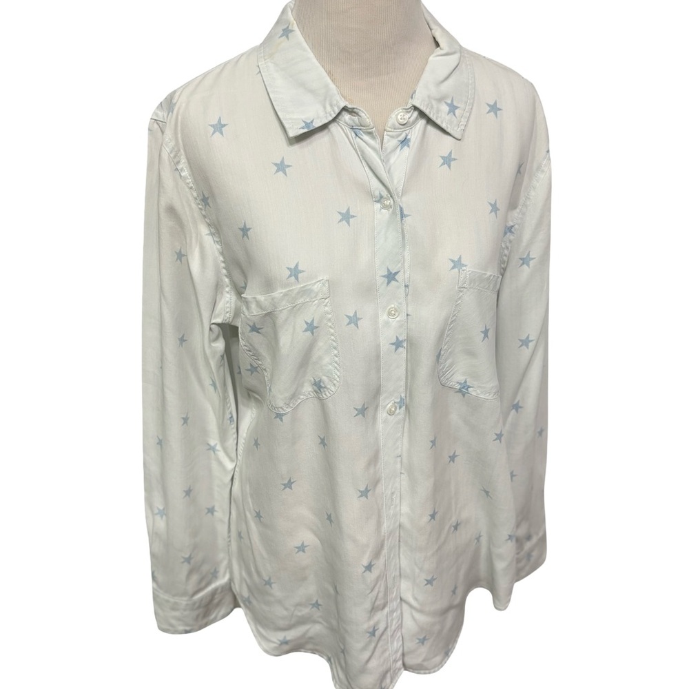 Rails Women's White and Blue Star Blouse